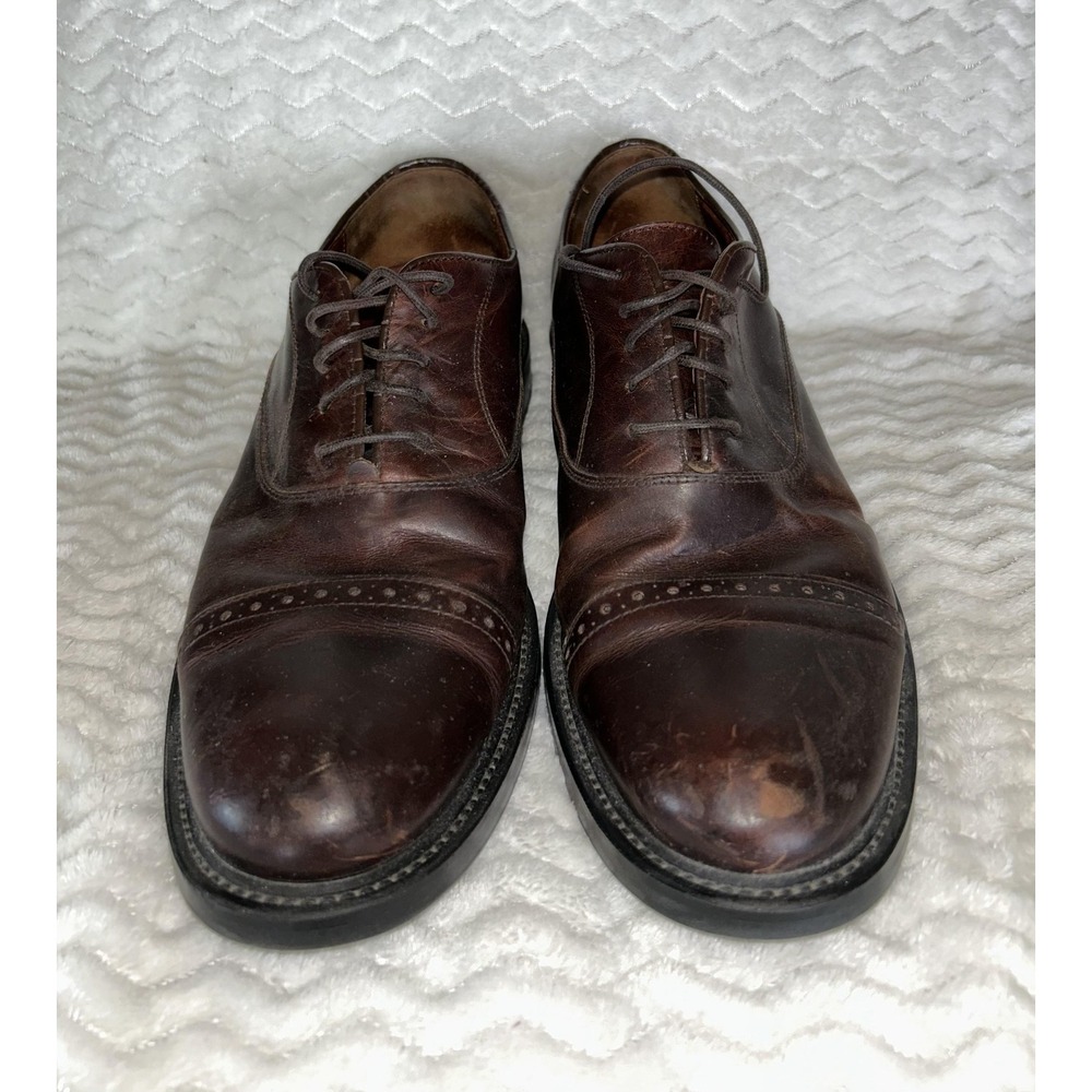 Johnston & Murphy Shoes‎ Mens Size 11.5 Brown Cap Toe Oxford Made Italy 20-7358